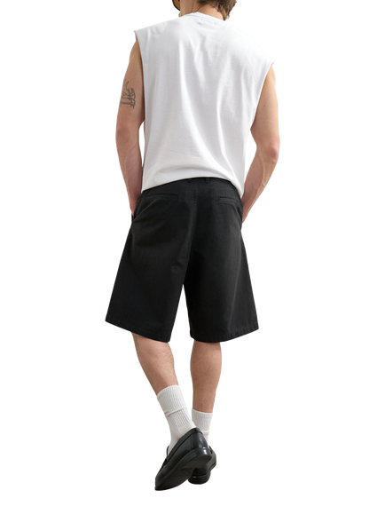 Topman Cotton Twill Bermuda Shorts - view 2, Black