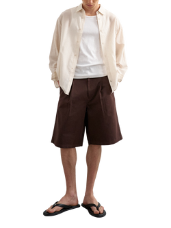 Topman Cotton Twill Bermuda Shorts, Brown