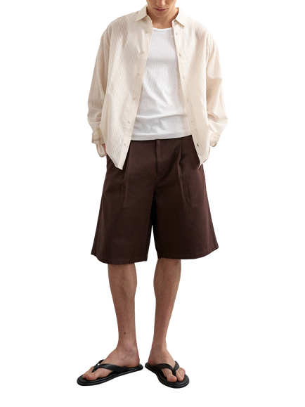 Topman Cotton Twill Bermuda Shorts, Brown