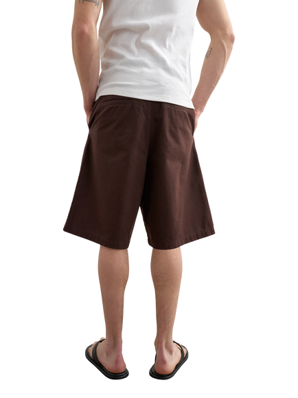 Topman Cotton Twill Bermuda Shorts - view 2, Brown
