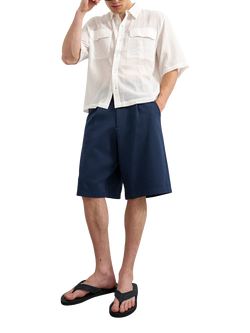 Topman Wide Leg Jersey Shorts, Navy, Navy