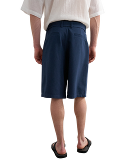 Topman Wide Leg Jersey Shorts, Navy - view 2, Navy