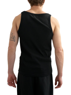 Topman Ribbed Cotton Blend Square Neck Vest, Black - view 2, Black