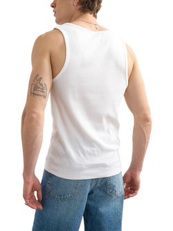 Topman Ribbed Cotton Blend Round Neck Vest, White - view 2, White