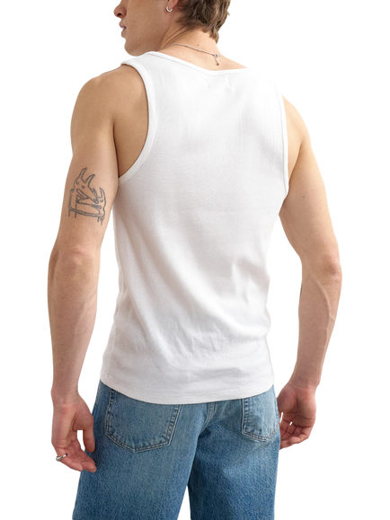 Topman Ribbed Cotton Blend Round Neck Vest, White - view 2, White