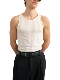 Topman Relaxed Fit Sheer Rib Vest, Ecru, Ecru