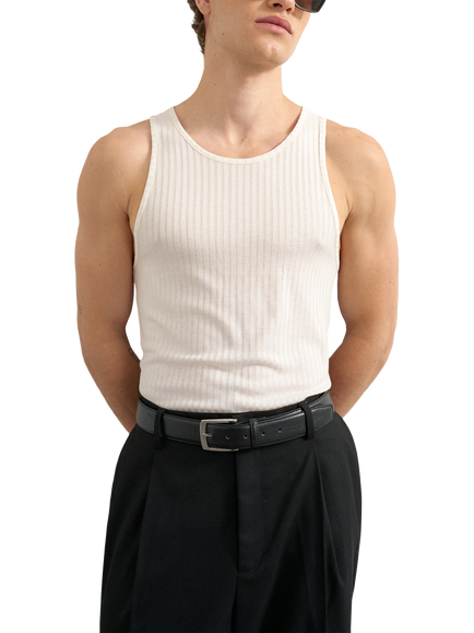 Topman Relaxed Fit Sheer Rib Vest, Ecru, Ecru