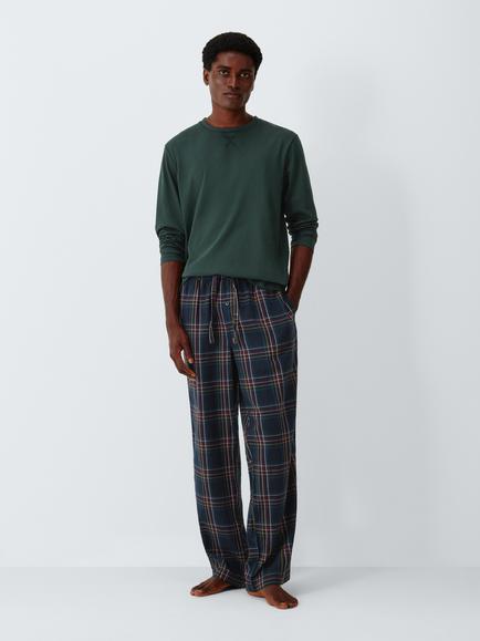 John Lewis Cotton Pyjama Set, Green Mid, Green Mid