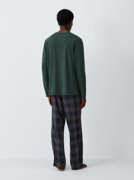 John Lewis Cotton Pyjama Set, Green Mid - view 2, Green Mid