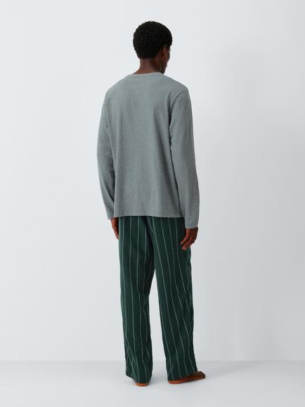 John Lewis Cotton Pyjama Set, Grey Mid - view 2, Grey Mid