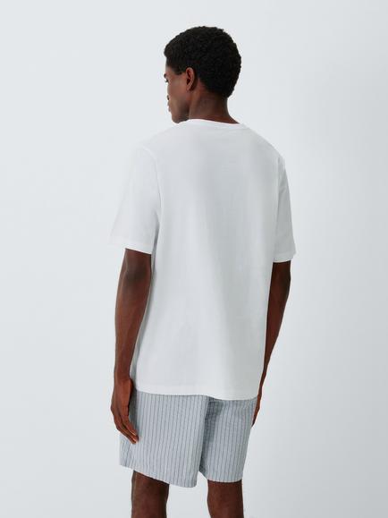 John Lewis Cotton Stripe Short Pyjama Set, White White - view 2, White White