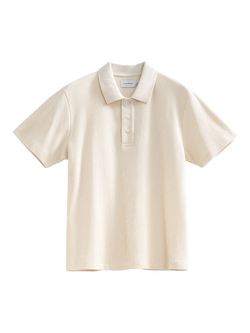 Topman Ribbed Polo Shirt, Cream, Cream