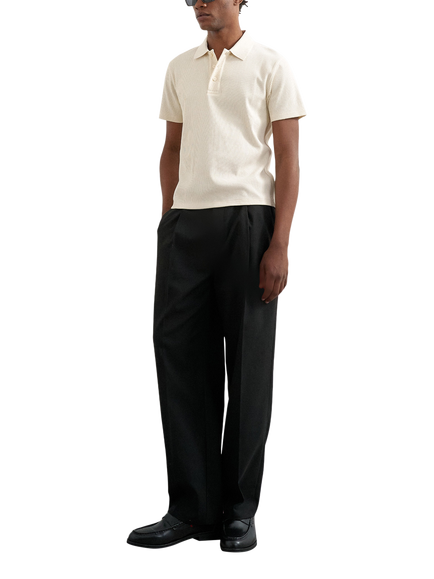 Topman Ribbed Polo Shirt, Cream, Cream