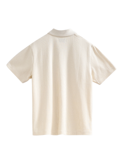 Topman Ribbed Polo Shirt, Cream - view 2, Cream