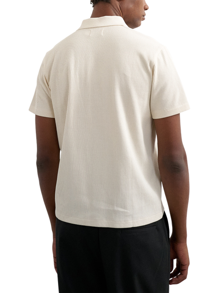 Topman Ribbed Polo Shirt, Cream - view 2, Cream