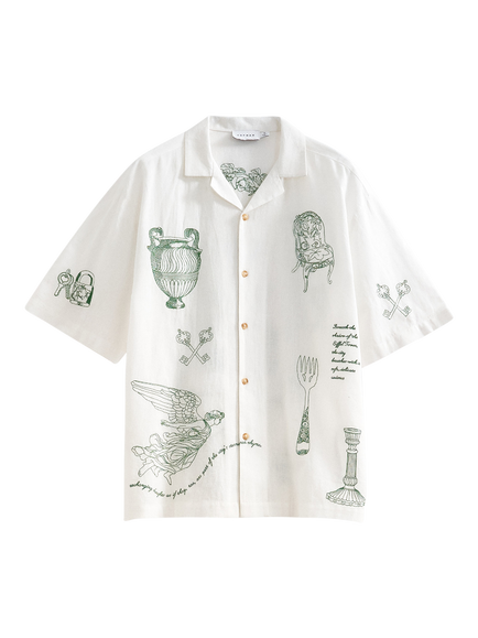 Topman Embroidered Short Sleeve Shirt, Ecru, Ecru