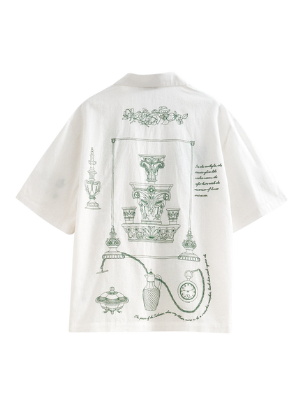 Topman Embroidered Short Sleeve Shirt, Ecru - view 2, Ecru