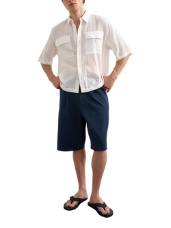 Topman Short Sleeve Cotton Ripstop Shirt, White, White
