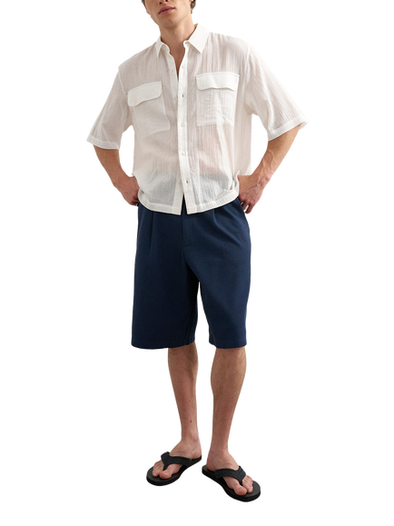 Topman Short Sleeve Cotton Ripstop Shirt, White, White