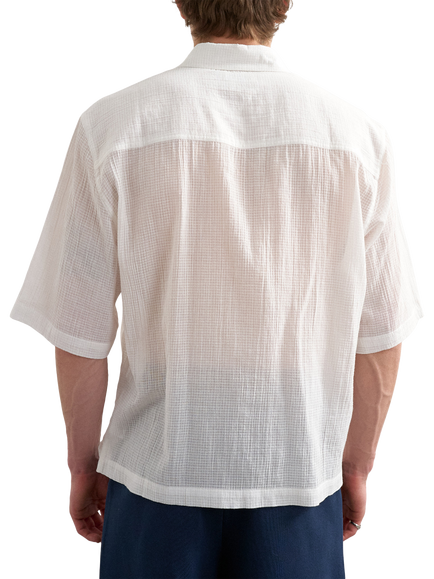 Topman Short Sleeve Cotton Ripstop Shirt, White - view 2, White