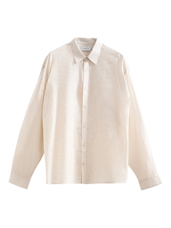 Topman Sheer Stripe Shirt, Ecru, Ecru