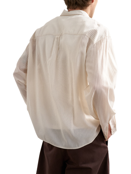 Topman Sheer Stripe Shirt, Ecru - view 2, Ecru