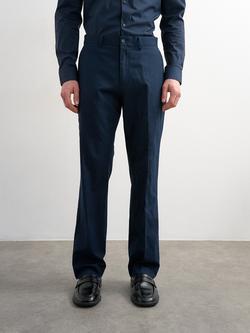 Topman Straight Fit Linen Blend Trousers, Navy, Navy