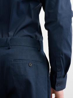 Topman Straight Fit Linen Blend Trousers, Navy - view 2, Navy