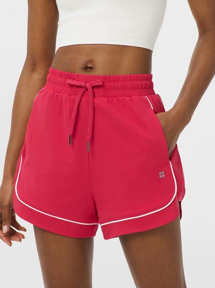Sweaty Betty Explorer Track Piped Shorts, Crimson Red, Crimson Red