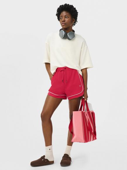 Sweaty Betty Explorer Track Piped Shorts, Crimson Red - view 2, Crimson Red