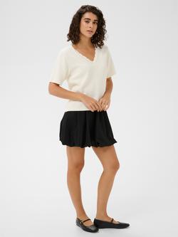 KAFFE Liliana Knitted Scalloped Top - view 2, Chalk