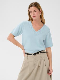 KAFFE Liliana Knitted Scalloped Top, Nantucket Breeze