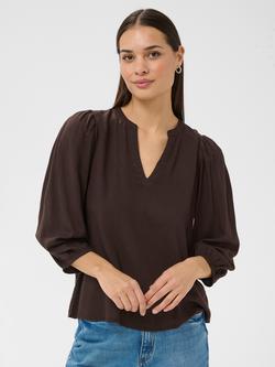 KAFFE Puff Sleeve Blouse, Black Coffee, Black Coffee