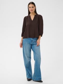 KAFFE Puff Sleeve Blouse, Black Coffee - view 2, Black Coffee