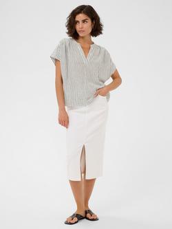 KAFFE Milia Stripe Blouse, Multi - view 2, Chalk/Black