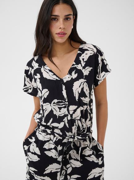 KAFFE Maris Floral Jumpsuit containing LENZING™ ECOVERO™ Viscose - view 2, Black/Chalk