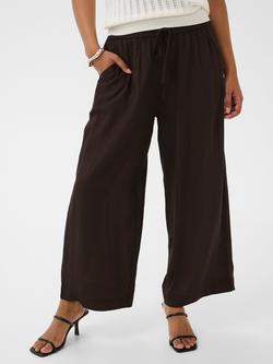 KAFFE Milia Cropped Wide Leg Trousers, Black Coffee