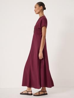 HUSH Grace Linen Blend Maxi Dress containing LENZING™ ECOVERO™ Viscose, Maroon Red - view 2, Maroon Red