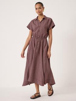 HUSH Mira Striped Midi Dress, Burgundy, Burgundy