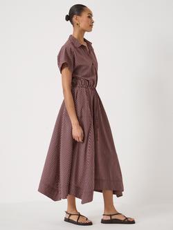 HUSH Mira Striped Midi Dress, Burgundy - view 2, Burgundy