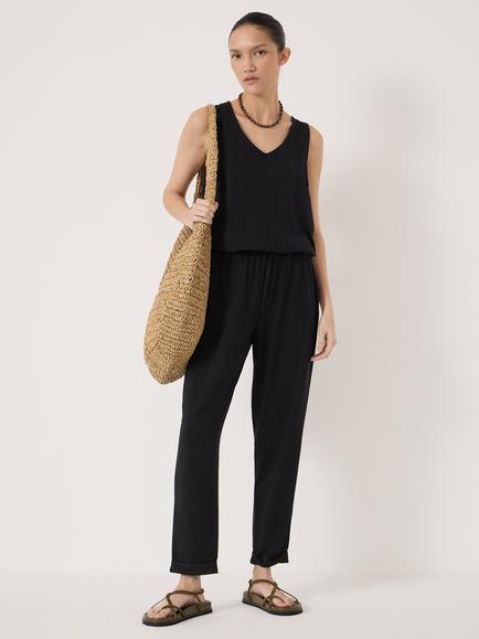 HUSH Cropped Jersey Jumpsuit, Black - view 2, Black