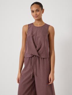 HUSH Front Knot Crop Top, Burgundy Stripe Red, Burgundy Stripe Red
