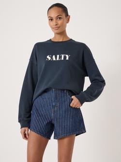 HUSH Salty Crew Neck Sweatshirt, Navy Blue, Navy Blue