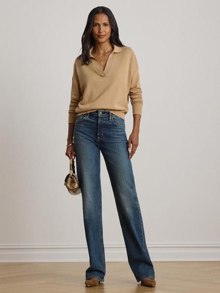 Lauren Ralph Lauren Relaxed Fit Johnny Collar Jumper, Birch Tan, Birch Tan