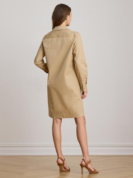 Lauren Ralph Lauren Lace-Up Cotton Safari Dress, Birch Tan - view 2, Birch Tan