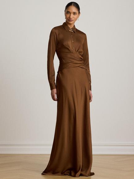 Lauren Ralph Lauren Slim Fit Wrap Waist Maxi Shirt Dress, Light Tobacco, Light Tobacco