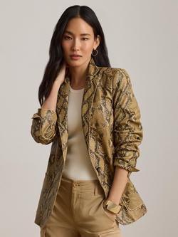 Lauren Ralph Lauren Python Embossed Leather Jacket, Tan/Multi, Tan Multi
