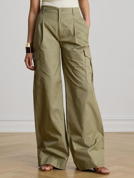 Lauren Ralph Lauren Wide Leg Cargo Trousers, Light Agave, Light Agave