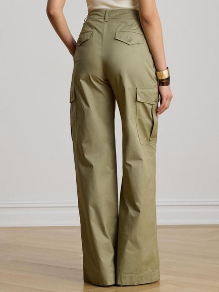 Lauren Ralph Lauren Wide Leg Cargo Trousers, Light Agave - view 2, Light Agave