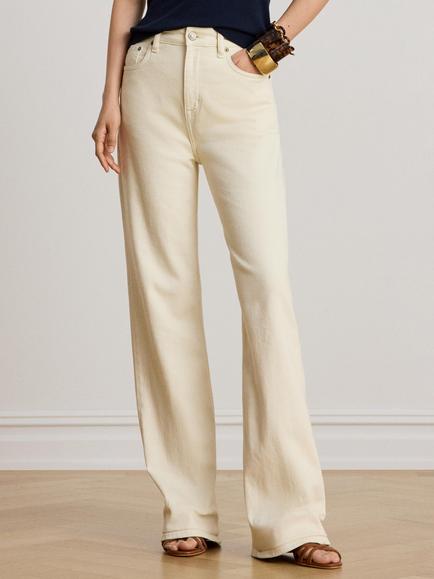 Lauren Ralph Lauren High Rise Relaxed Straight Leg Jeans, Cream Wash, Cream Wash